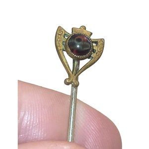 Vintage Art Deco Gold Tone Stick Pin Two Tone Cabachon